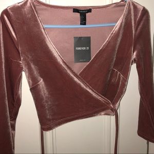 Forever 21 Velvet Cropped Wrap Top